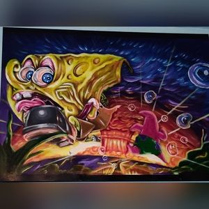 It's a SpongeBob painting I did, it's acrylic